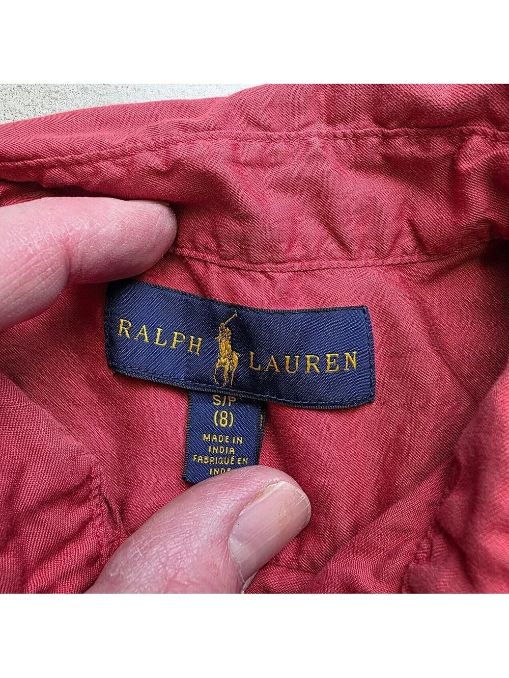 Polo Ralph Lauren Boys SM (8) Solid Red Long Sleeve Button-Up Preppy Shirt